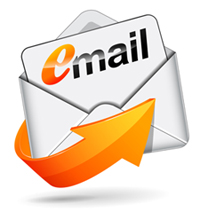 Adresse courriel, enveloppe, flèche orange autour de l’enveloppe